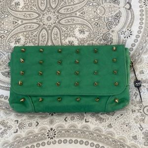 Green studded bag